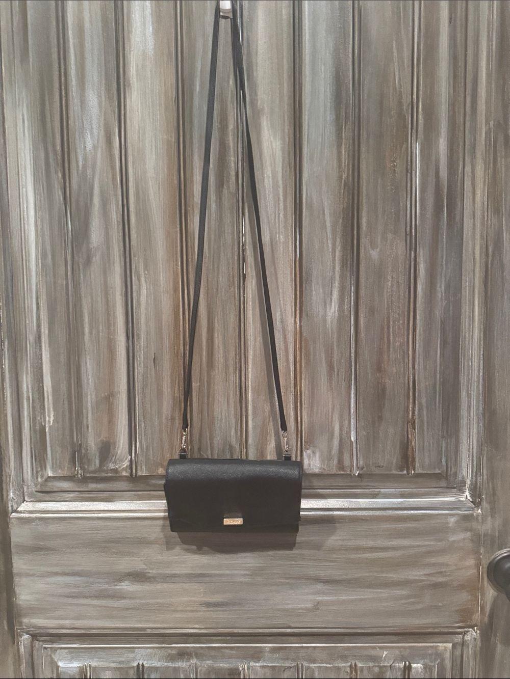 kate spade Black Leather Crossbody with Gold Hardware